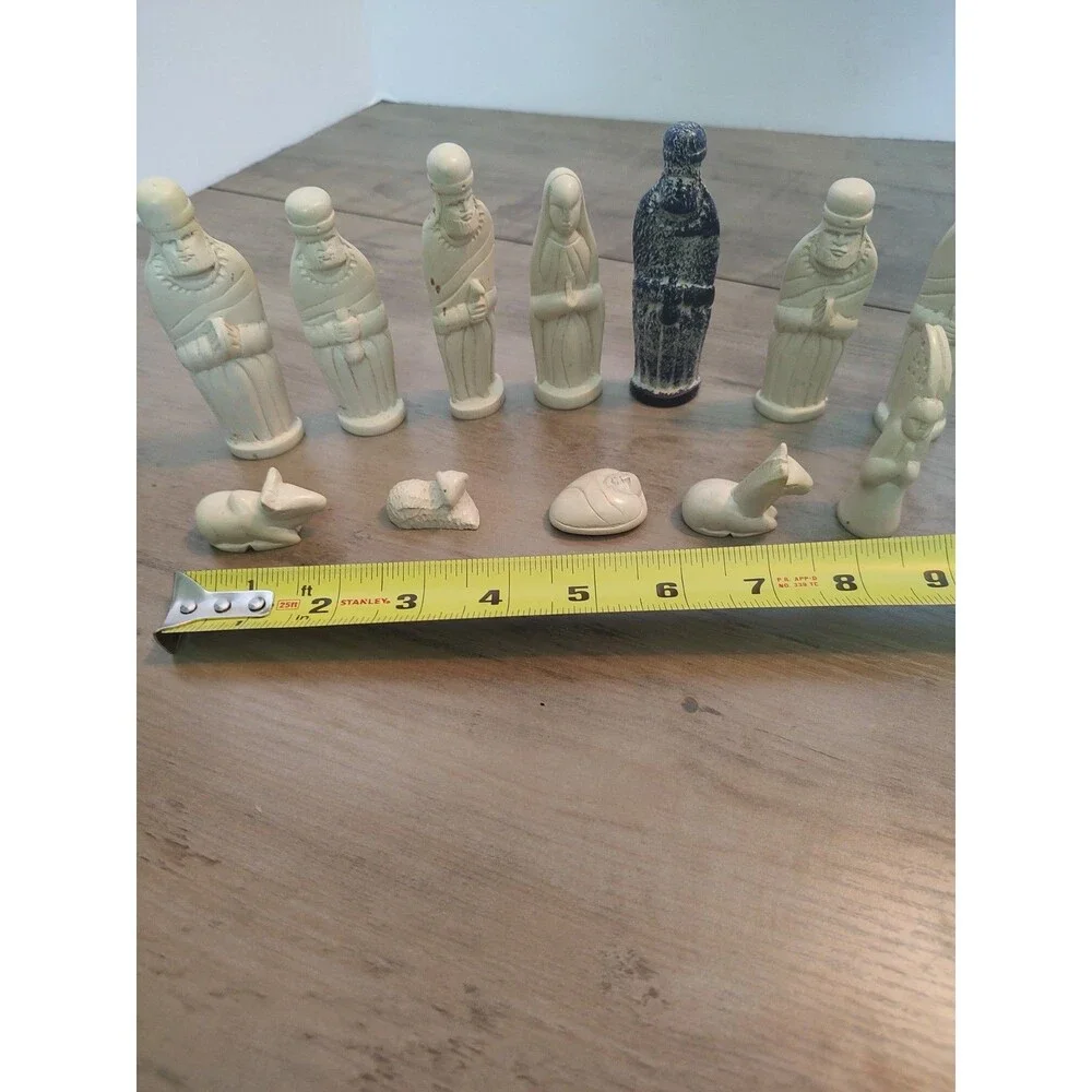 12 Piece Soap Stone Nativity Set Hand Carved African Folk Art Christmas